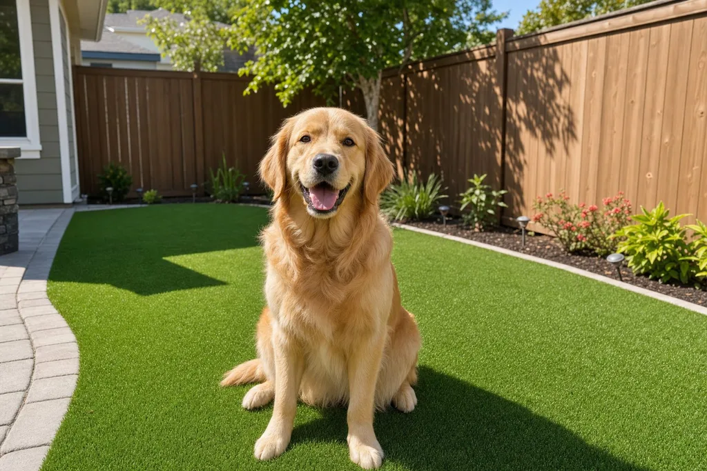 Pet-friendly turf yard for dogs